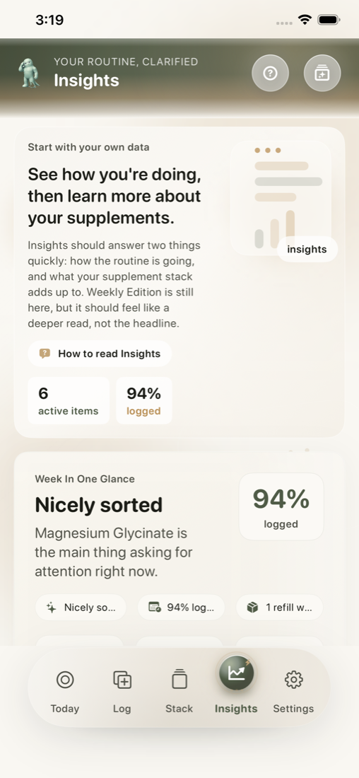 Sorted insights screen